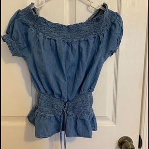 Jean blouse cinched waist